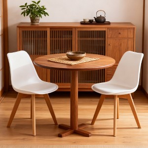 ORRD Set of 4 Medieval Modern Dining Chairs, White Kitchen & Dining Room Chairs with Wooden Legs - 1 of 4