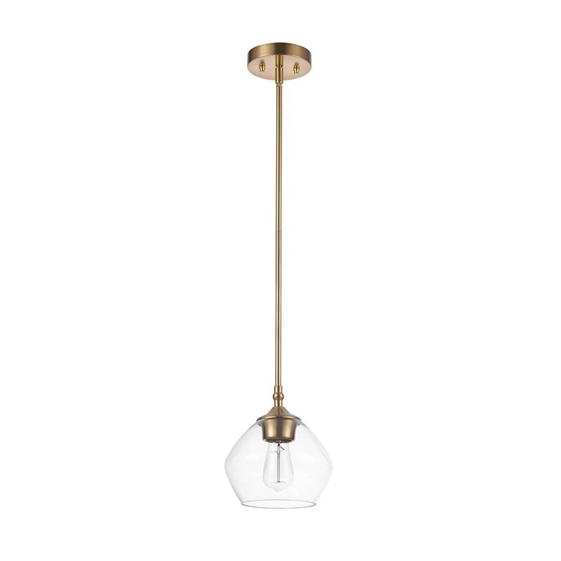 Harrow 1-Light Matte Brass Pendant Lighting with Clear Glass Shade - Globe Electric, 1 of 10