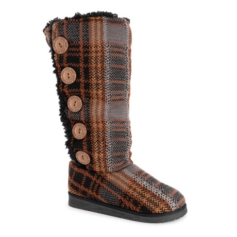 Essentials By Muk Luks Women s Malena Boots Black Plaid 9 Target