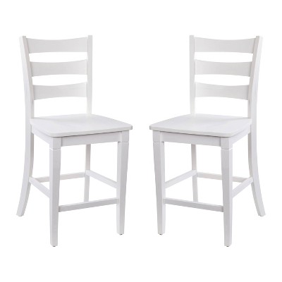 Taylor & Logan 2pk Laurel Counter Height Barstools White Wash: Ladderback, Wood Frame, 225lb Capacity