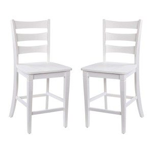 Taylor & Logan 2pk Laurel Counter Height Barstools White Wash: Ladderback, Wood Frame, 225lb Capacity - 1 of 4