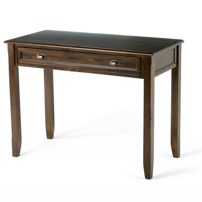42" Portland Desk Mahogany Brown - WyndenHall: Modern Style, Pine Frame, Bronze Hardware, All Purpose Drawer