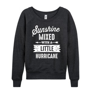 Women's - Instant Message - Sunshine Mixed Hurricane Lightweight French Terry Wide Neck Long Sleeve Graphic Shirt - 1 of 4