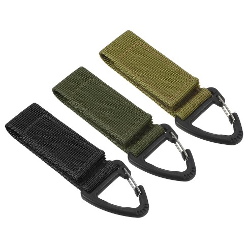 Unique Bargains Belt Keeper Key Clip Set Nylon Webbing Buckle Keychain Black Green Khaki 3pcs