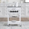 FONTOI Mobile Rolling Kitchen Island with Underneath Drawer, Trolley Serving Cart Slide-Out Wire Storage Basket, White, 15.75"*33.55"*22.76" - 4 of 4