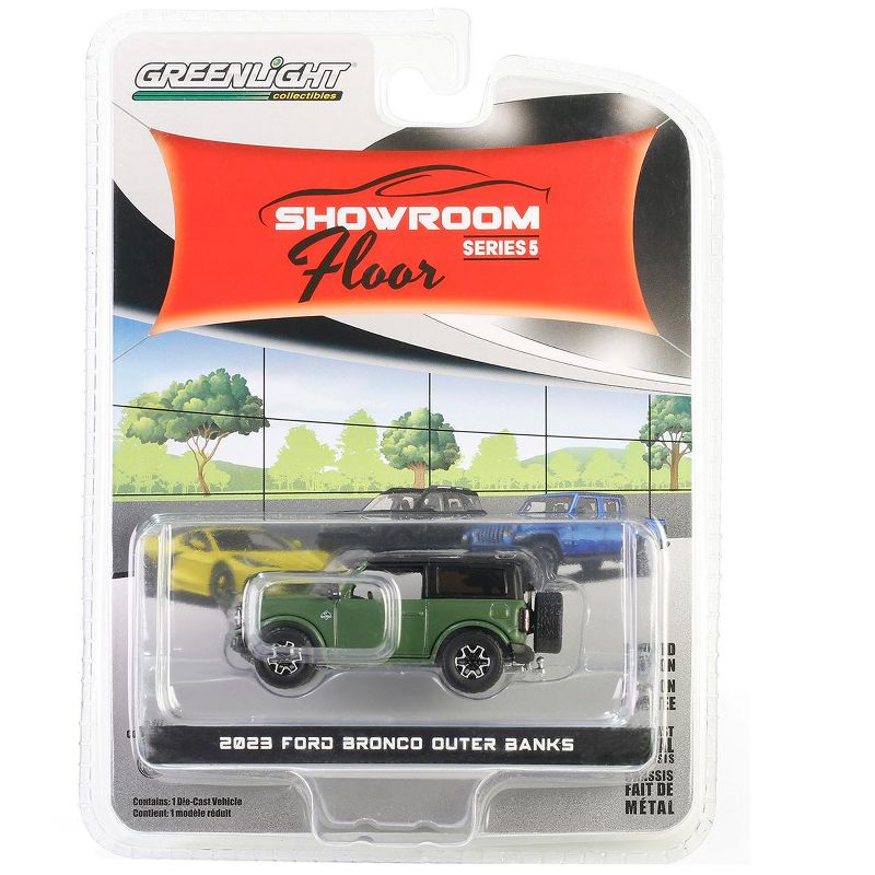 2023 Ford Bronco Outer Banks Eruption Green Metallic w/Black Top "Showroom Floor" Series 5 1/64 Diecast Model Car by Greenlight, 3 of 4