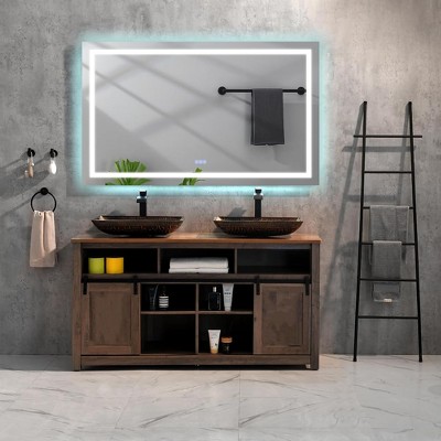 72x30 Inch Bathroom Wall Mirrors with 3 Color Lights Rectangle Wall Vanity Mirror, Frameless LED Single Bathroom Vanity Mirror