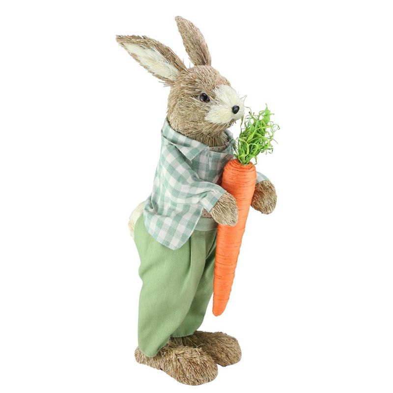 Northlight 19" Spring Sisal Standing Bunny Rabbit Figure with Carrot - Brown/Green, 2 of 4
