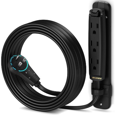 Maximm 360 Degree Rotating Flat Extension Cord Multi 3 Outlet Power Cord with Mounting Bracket, Grounded 16 AWG UL Certified