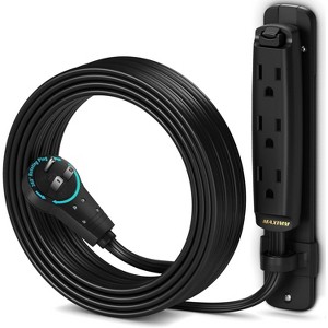 Maximm 360 Degree Rotating Flat Extension Cord Multi 3 Outlet Power Cord with Mounting Bracket, Grounded 16 AWG UL Certified - 1 of 4