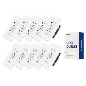 ELEGRP GFCI Outlet 20 Amp, Self-Test Electrical Outlet, Tamper Resistant GFCI Receptacle with Screwless Wall Plate, UL Listed, White 10PC - 1 of 1