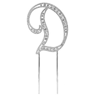 O'creme Silver Rhinestone 'letter D' Cake Topper : Target