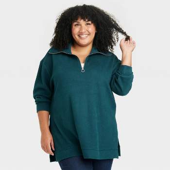 Women's Long Sleeve Cozy Ribbed Tunic Sweatshirt - Ava & Viv™