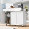 Rolling Kitchen Island, with Spice Rack, Towel Rack, Open Side Racks, Power Outlet and Storage Drawers, Multiple Design Styles and Color Combinations - 3 of 4