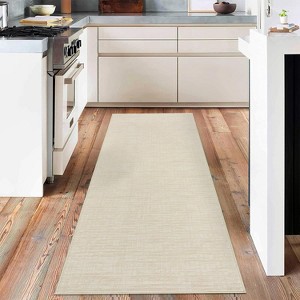 Area Rug - Modern Stripe Style Ultra-Thin Low Pile Carpet for Living Room, Bedroom, Office, Non Slip Washable - 1 of 4