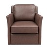 Treasure Trove Accents Swivel Accent Chair Everett Umber Brown: Leather Upholstery, Nailhead Trim, No Assembly Required - 2 of 4
