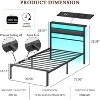 Twin Bed Frames for Kids Metal Platform Bed Frame with Upholstered Headboard Wood Storage Shelf Charging Station and LED Lights No Box Spring Needed - 3 of 4