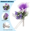 Unique Bargains Calla Lily Boutonnieres Silk Ribbon Artificial Flowers with Pins 2 Pcs - 3 of 4