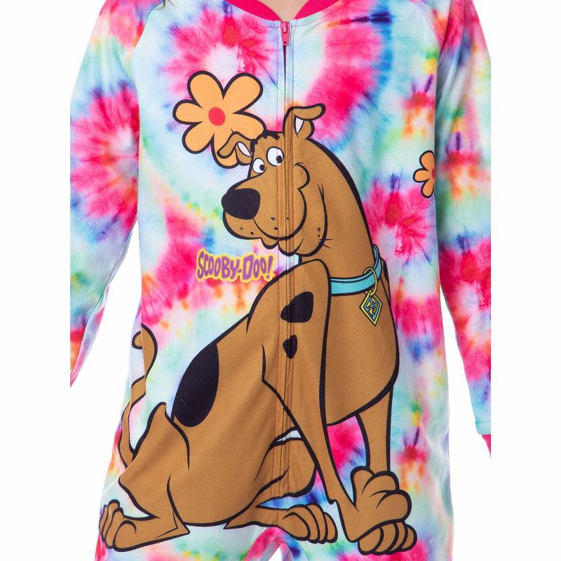 Scooby-Doo Girls' Tie-Dye Flower Power Union Suit Footless Sleep Pajama Multicolored, 3 of 7