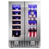 R.W.FLAME Beverage Fridge with Dual-Zone Cooler and Glass Door, 24-Inch Under Counter Design，Built-in or Freestanding, Smart Touchscreen - 4 of 4