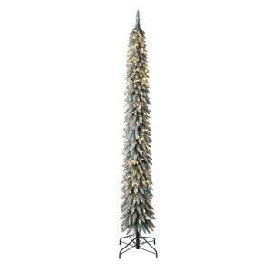 Evergreen Classics Pre Lit Frosted Albert Pine Artificial Holiday Christmas Tree with Warm White LED Lights and Metal Stand - 1 of 4