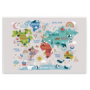 Stupell Industries Landmarks & Wildlife Illustration World Map Diagram Chart Wall Plaque Art - 1 of 4