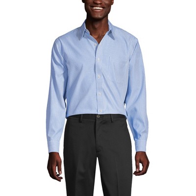 Lands' End Men's Solid No Iron Supima Pinpoint Straight Collar Dress Shirt