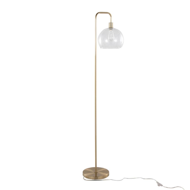 LumiSource Metro 61&#34; Contemporary Metal Floor Lamp in Royal Gold Metal with Clear Seeded Glass Shade from Grandview Gallery, 4 of 13