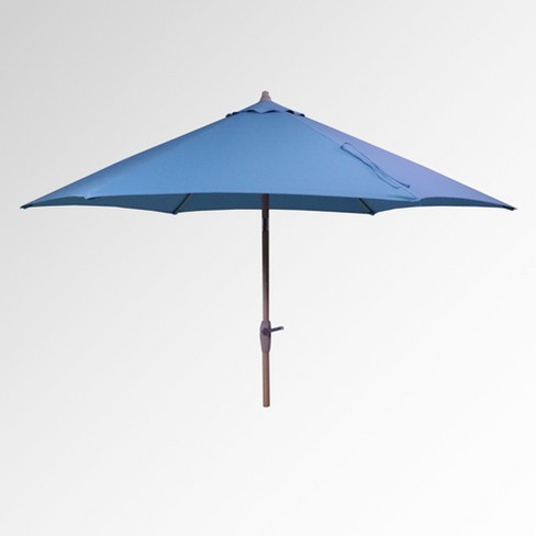 9' X 9' Round Patio Umbrella Duraseason Fabric™ Ocean - Light Wood Pole -  Threshold™ : Target