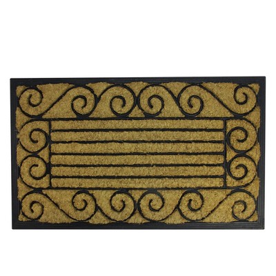 Northlight Black and Brown Contemporary Striped Outdoor Rectangular Doormat 17.75" x 29.5"