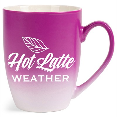 Elanze Designs Hot Latte Weather Two Toned Ombre Matte Pink and White 12 ounce Ceramic Stoneware Coffee Cup Mug