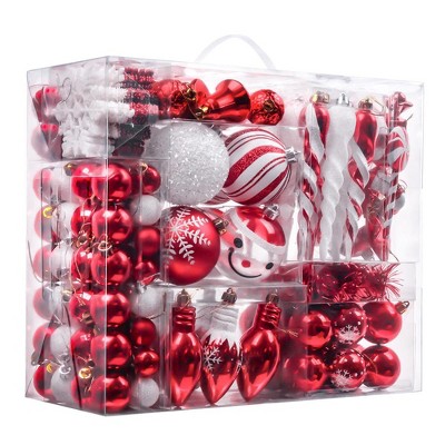 155pc Christmas Paradise Ornament Bundle Mega Set, Red and White Baubles with Classic Theme| OrnamentallyYou