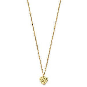 Chisel Stainless Steel and Hammered Yellow IP-plated Heart on a 15" Curb Chain Necklace with a 2" Ext. - 1 of 2