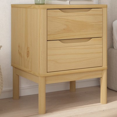 vidaXL FLORO Bedside Cabinet Wax Brown 17.7"x15.4"x22.4" Solid Wood Pine