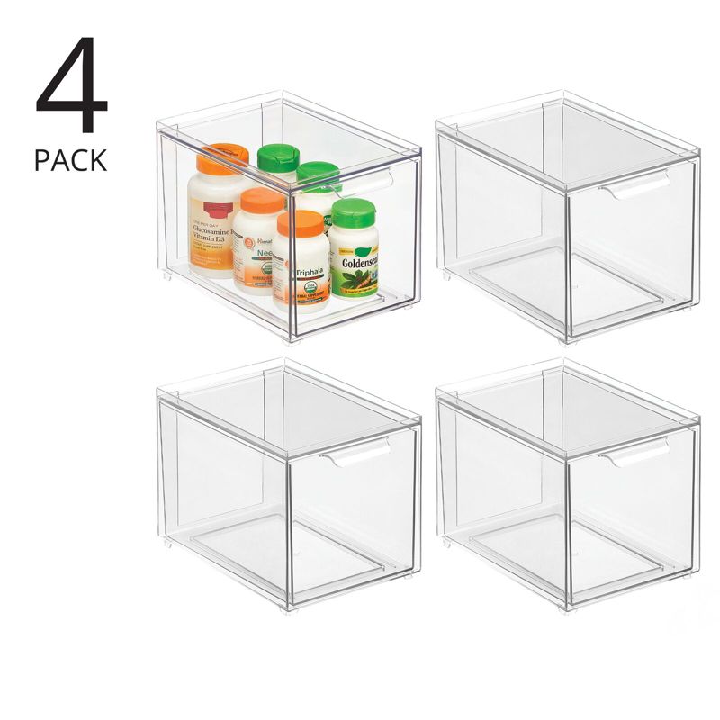 mDesign Plastic Stackable Bathroom Storage Organizer with Drawer, 2 of 9