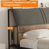 Platform Bed Frame with Upholstered Headboard, Charging Station, Durable Metal Frame, Noiseless, No Spring Mattress Required, Easy to Assemble - 3 of 4