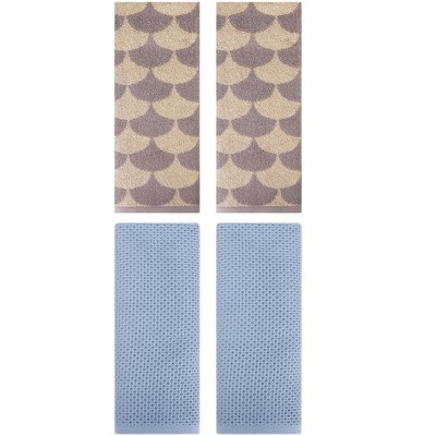 REGALWOVEN 4 Pcs Cotton Bathroom Decorative Hand Towels