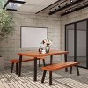 Tangkula 3-Piece Outdoor Acacia Wood Picnic Dining Table and Stool Set with Umbrella Hole - 2 of 4
