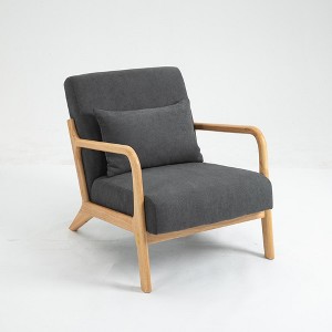 Mid Century Modern Accent Chair, Upholstered Reading Armchair With Backrest Waist Cushion, Single Sofa Armchair for Living Room Bedroom Balcony - 1 of 4