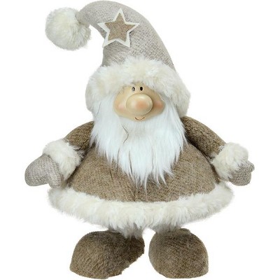 Northlight 18" Gray and White Plush and Portly Champagne Bobble Action Gnome Christmas Tabletop Figure