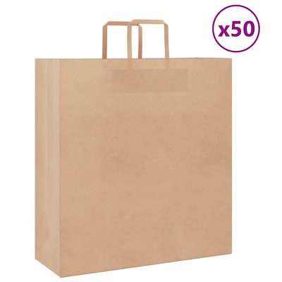 vidaXL Paper Bags 50 pcs with Handles Brown 17.7x6.7x18.9"
