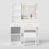 Akoasm 51.1 in. H Dressing Table with Large Storage Space and Cushioned Stool for Bedroom & Studio-White - 4 of 4