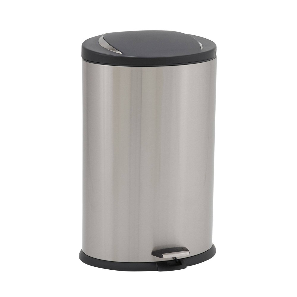 Household Essentials 40L Oval Design Trend Step Trash Can Stainless Steel
