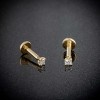 Jewelry Avalanche Unisex 14K Gold 2mm Diamond Labret Studs, Monroe, Lip Ring, 16G - 4 of 4