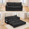 3-in-1 Corduroy Convertible Sofa Bed, 73'' Pull-Out Sleeper Couch with USB Ports and Side Pockets, Corduroy Couch with Pillows-Coolbibila - 3 of 4