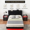 Floating Bed Frame, Modern Platform Bed Frame, Wood Slats Support, Upholstered Headboard, No Box Spring Needed, Black - 3 of 4