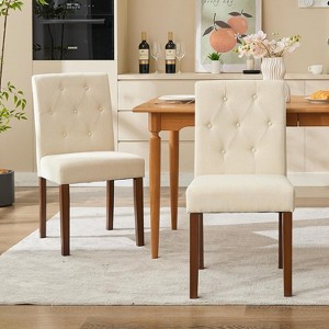 Nasitip Upholstered Dining Chairs Set of 2, Modern Fabric Parsons Chairs with Wood Legs, 250LB Capacity - 1 of 4