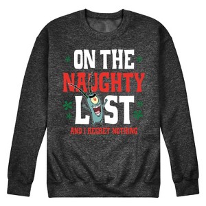 Men's - SpongeBob SquarePants - Plankton Naughty List Graphic Fleece Sweatshirt - 1 of 4