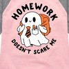 Girls' - Instant Message - Homework Ghost Shirt Tail Raglan Graphic T-shirt - 2 of 4