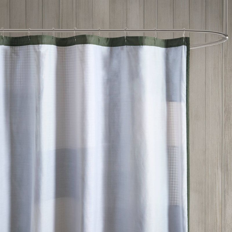 72&#34;x72&#34; Mill Creek Pieced Cotton Shower Curtain Green - Woolrich, 4 of 8